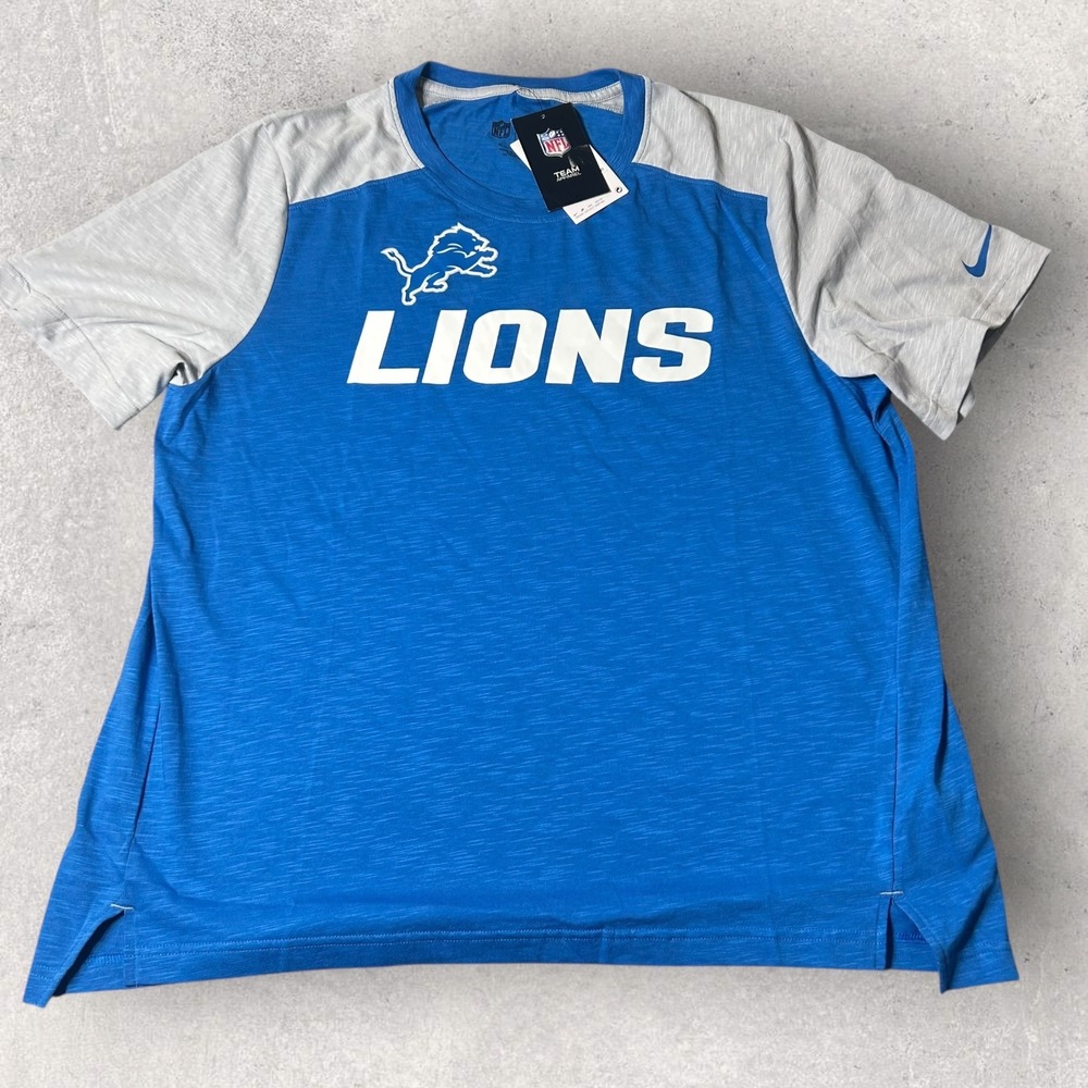 Detroit Lions T-Shirt Mens XL‎ Blue Nike NFL Football Athletic Training Tee NEW